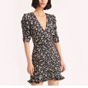 Veronica Beard Josephine Floral ruched mini Dress 6